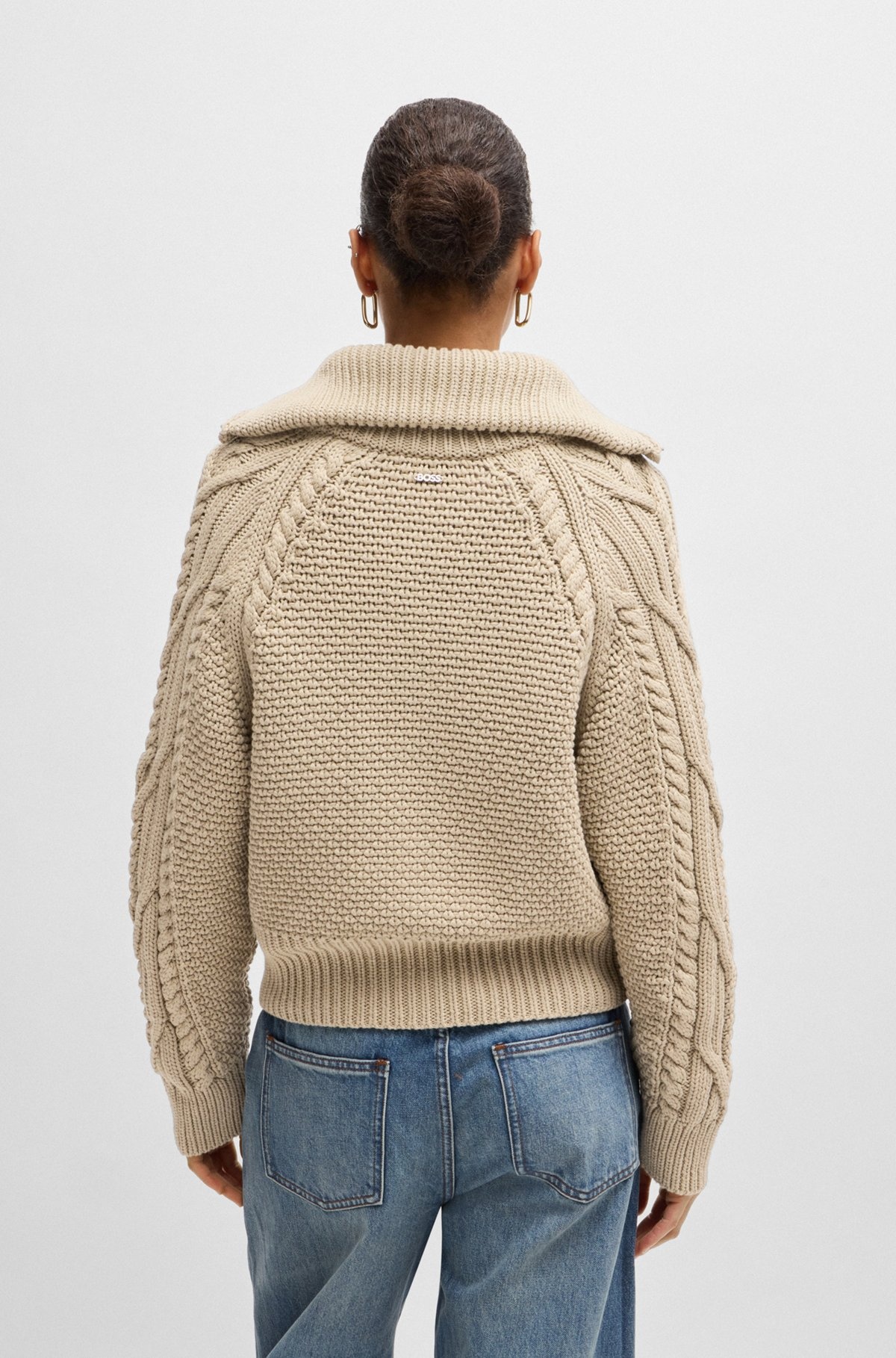 STRUCTURED CARDIGAN IN MERCERIZED COTTON AND WOOL - 4