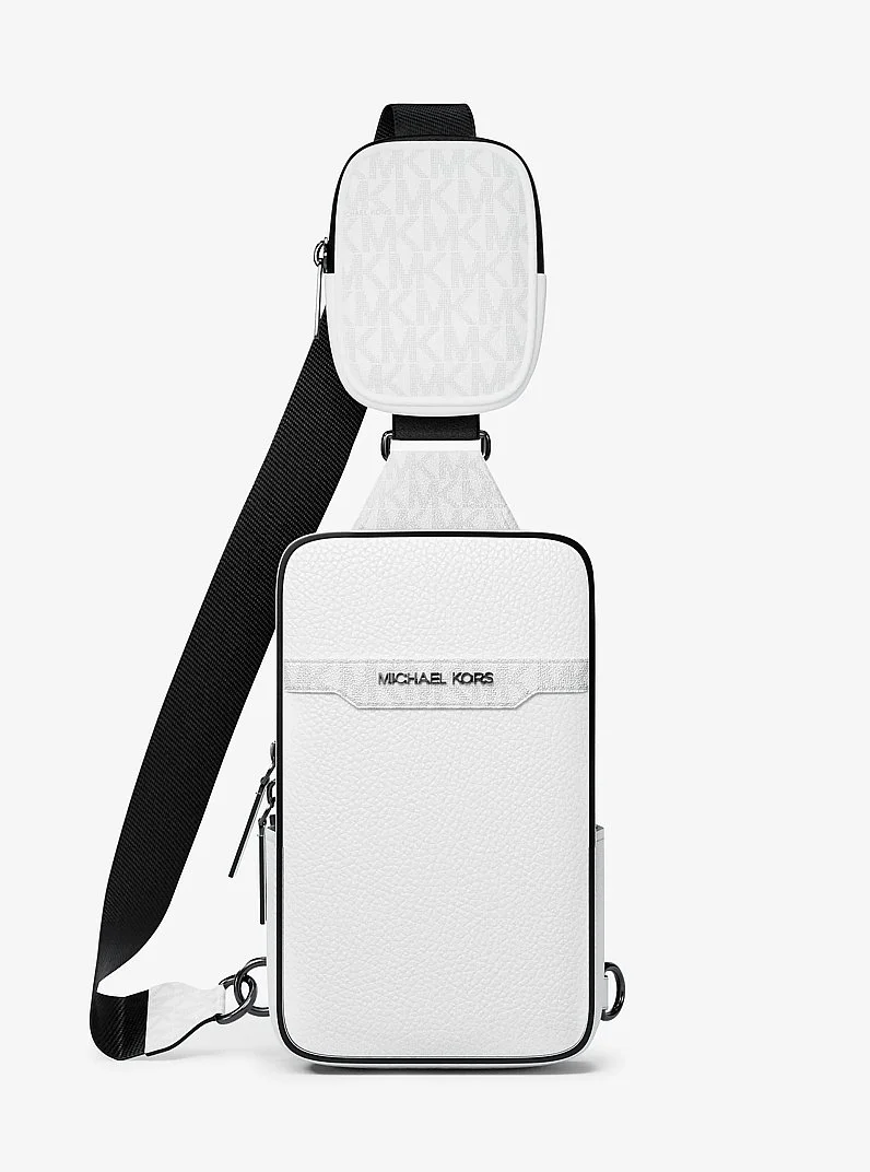 Cooper Medium Pebbled Leather and Signature Logo Sling Pack with Pouch - 1