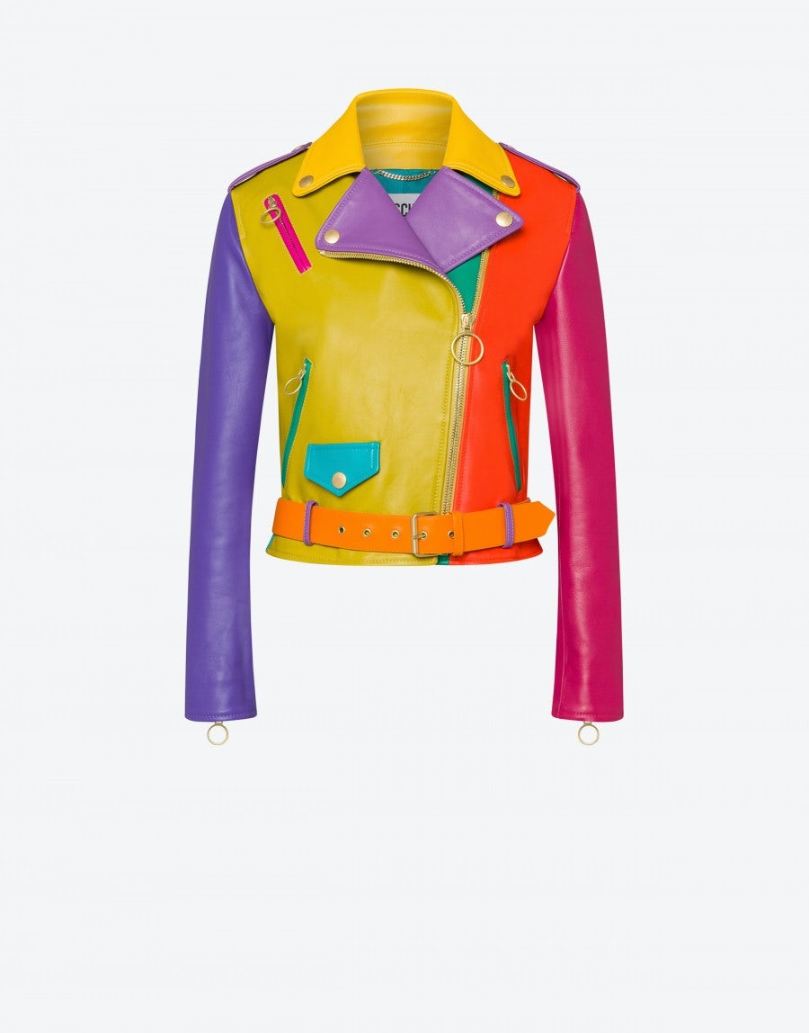 COLOR BLOCK NAPPA BIKER - 1