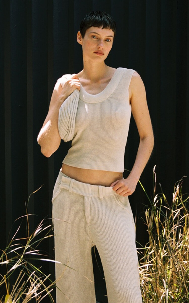 Vena Low-Rise Knit Cotton-Blend Pants tan - 2