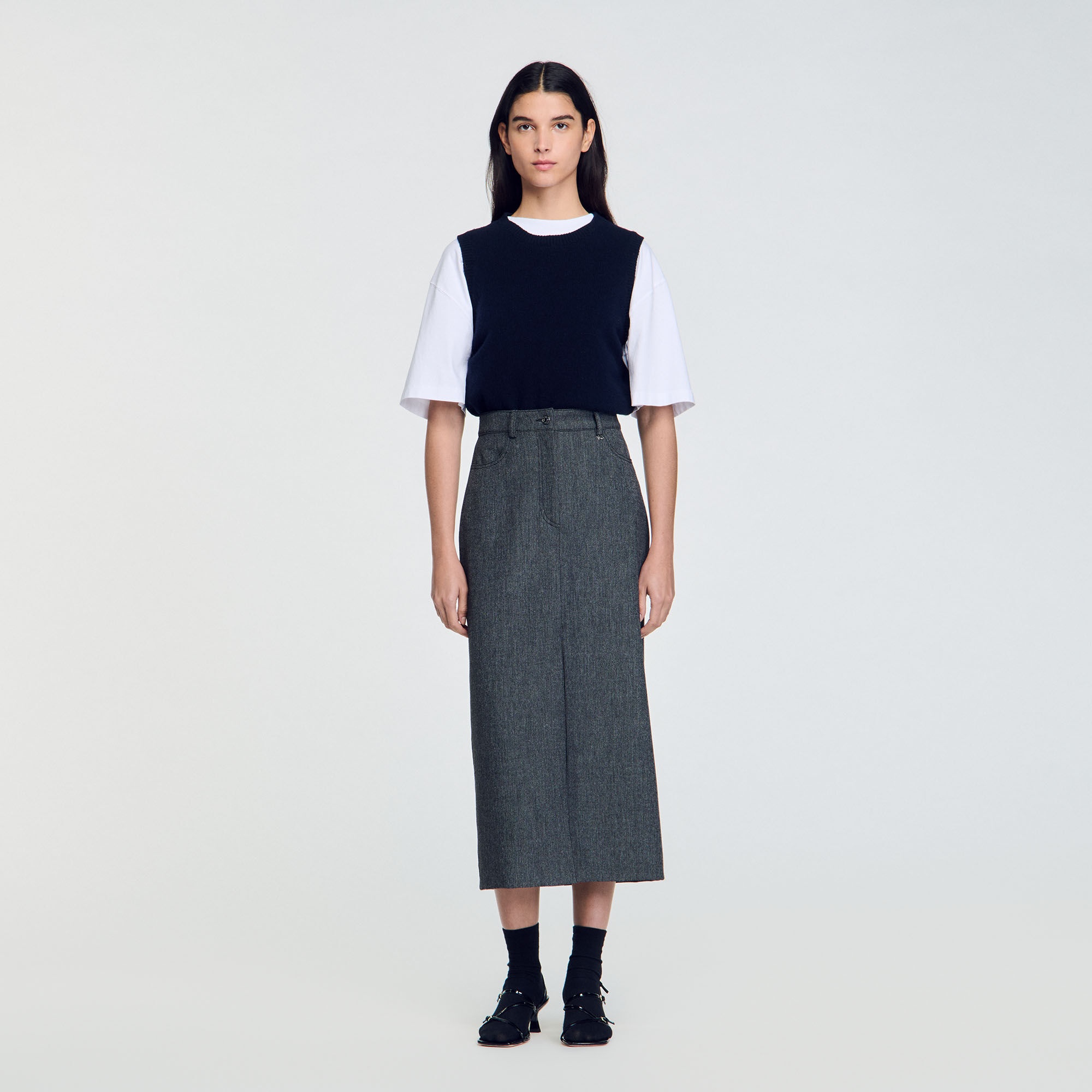 LONG SLIT SKIRT - 3