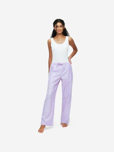 Derek Rose Women's Lounge Trousers Kate 7 Cotton Jacquard Lilac outlook