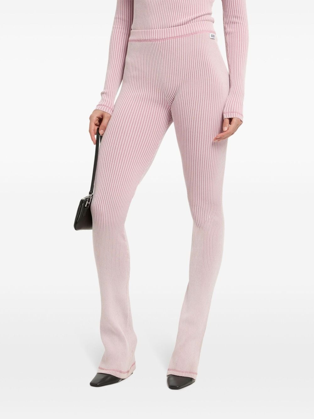 ribbed knit flared trousers - 4
