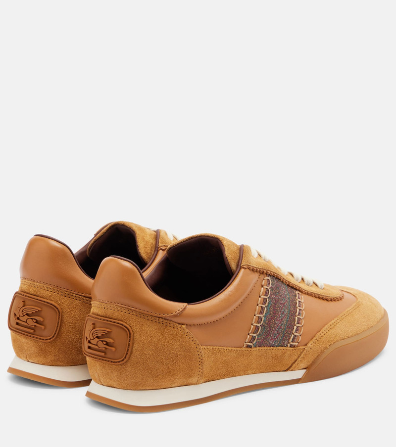 Etro Pegaso suede-trimmed leather sneakers outlook