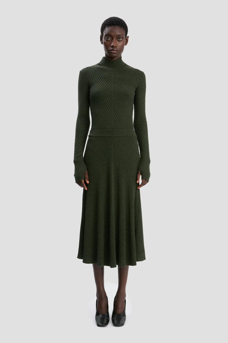 Victoria Beckham Ribbed Midi Knit Skirt In Oregano outlook