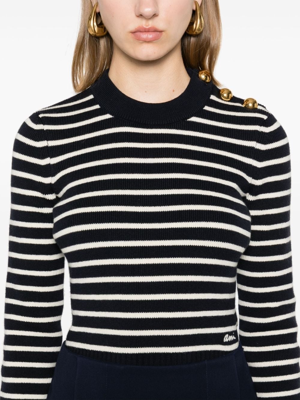 ribbed-knit striped jumper - 5