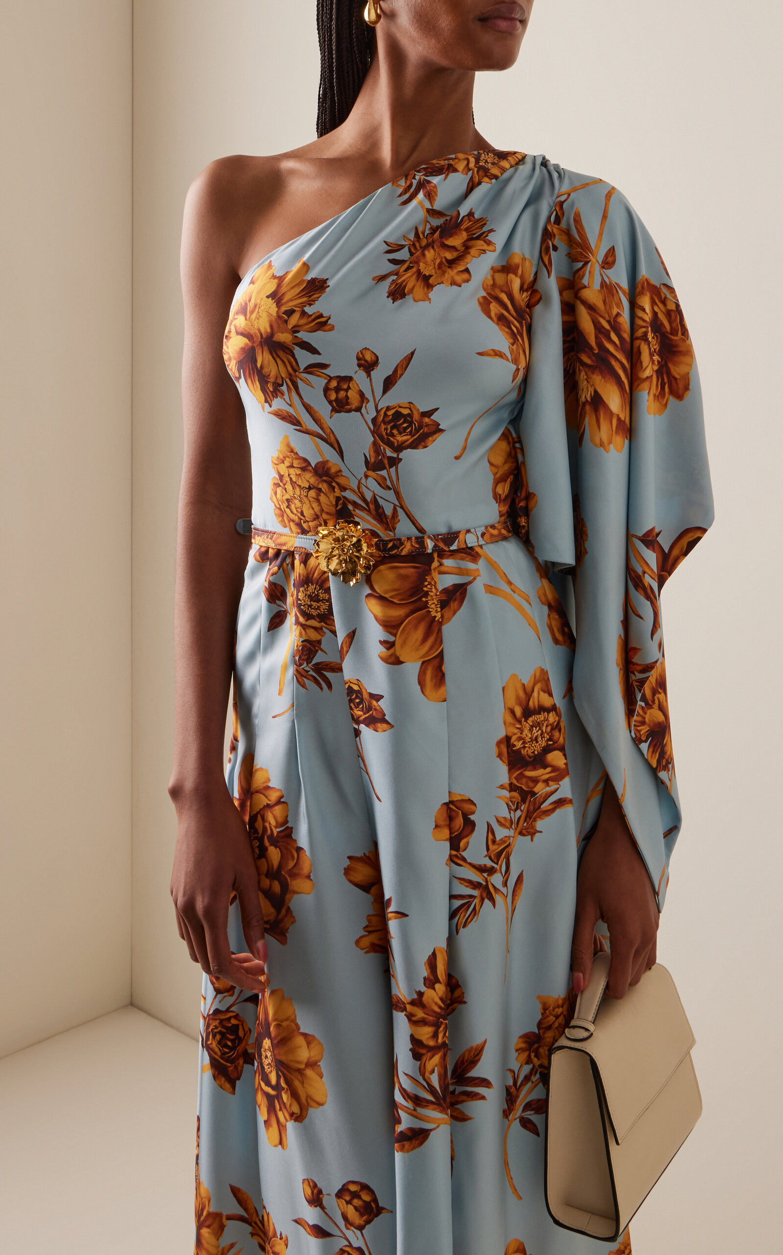 Asymmetric Printed Silk Maxi Dress multi - 3