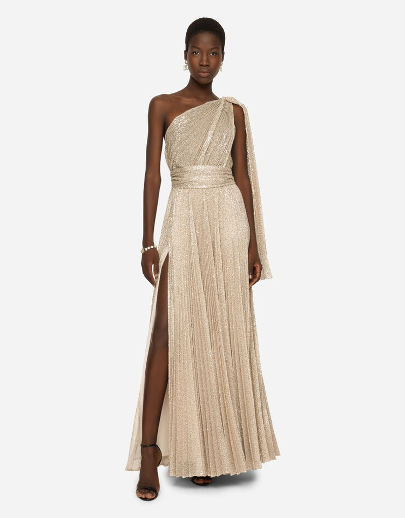 Long one-shoulder dress with multi-colored sequins 2