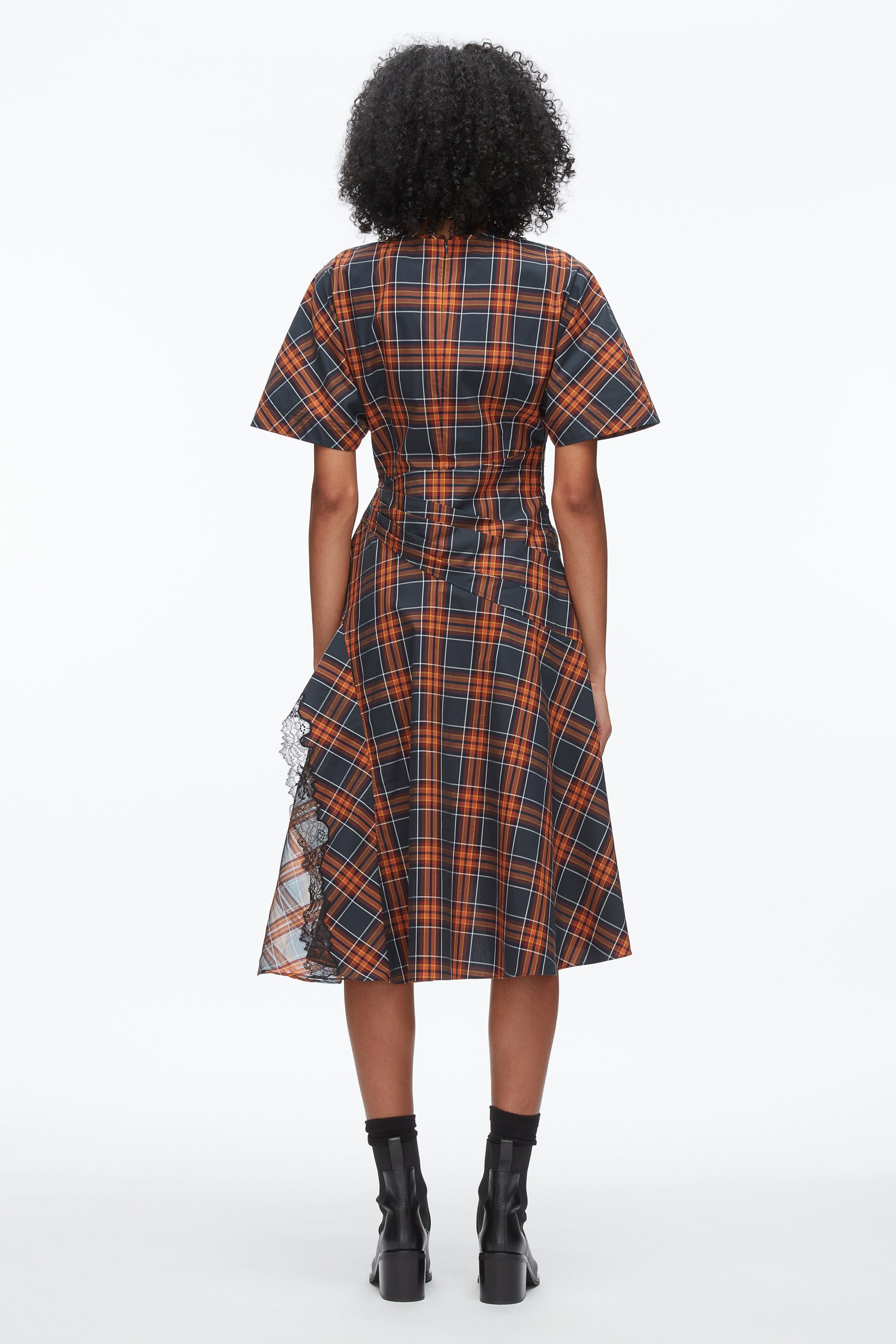 Plaid Mix Draped Dress - 4