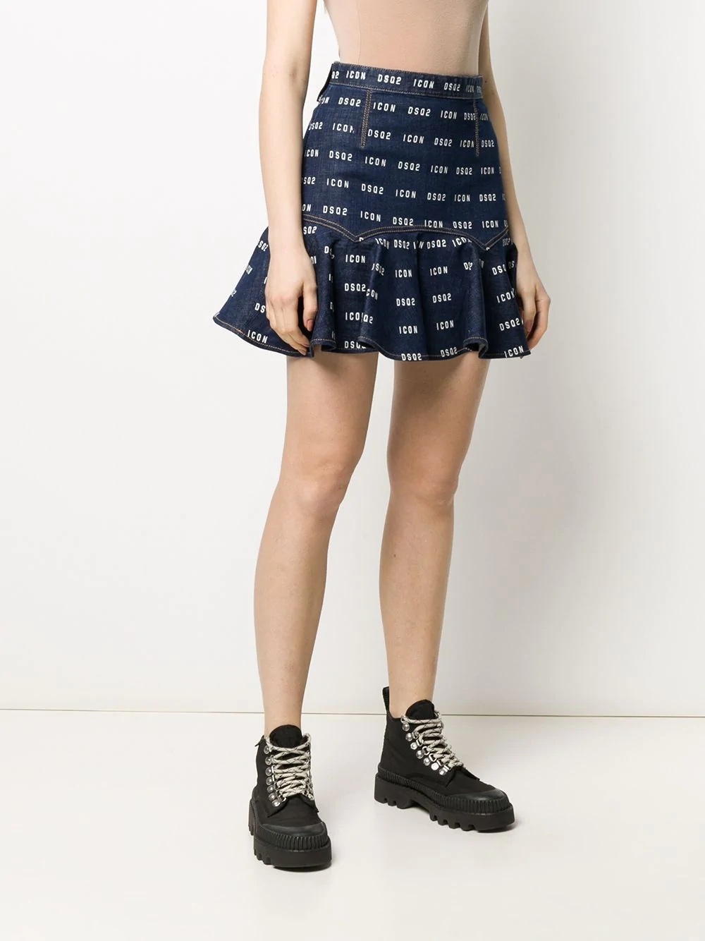 logo ruffled skirt - 3