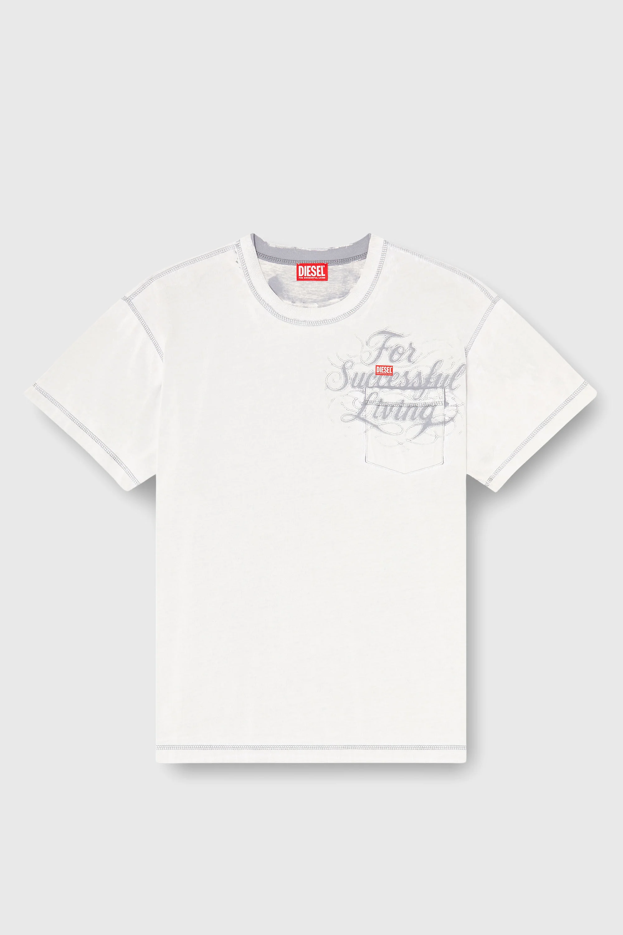 T-SHIRT WITH CHEST POCKET AND GRAPHIC PRINT - 1