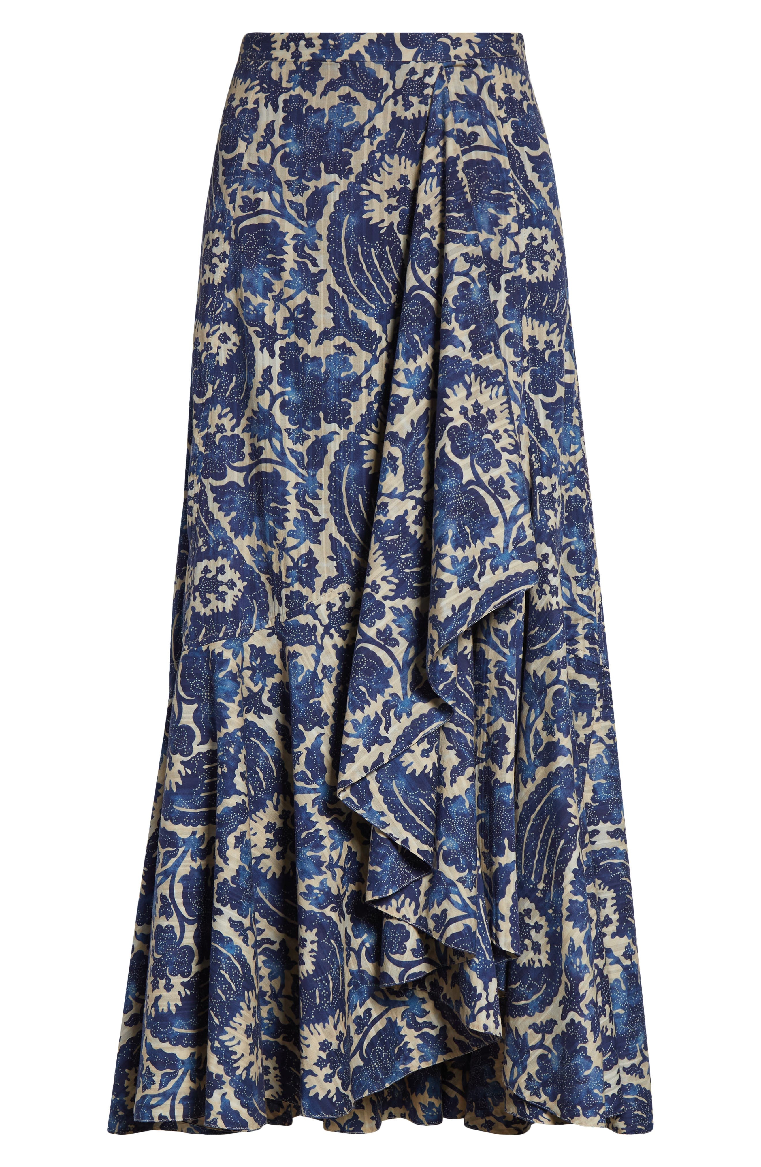 Ulla Johnson Sabina Cascasde Ruffle Cotton Blend Skirt in Ocean at Nordstrom - 6