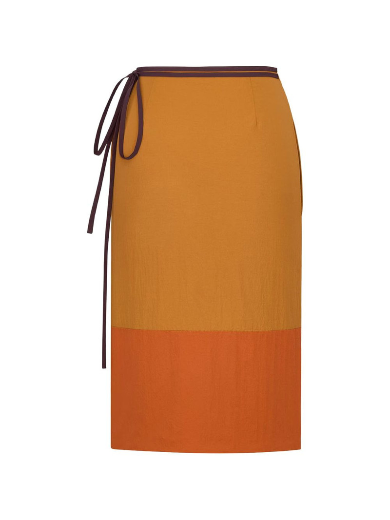SAINT LAURENT tie-detail colour-block skirt outlook
