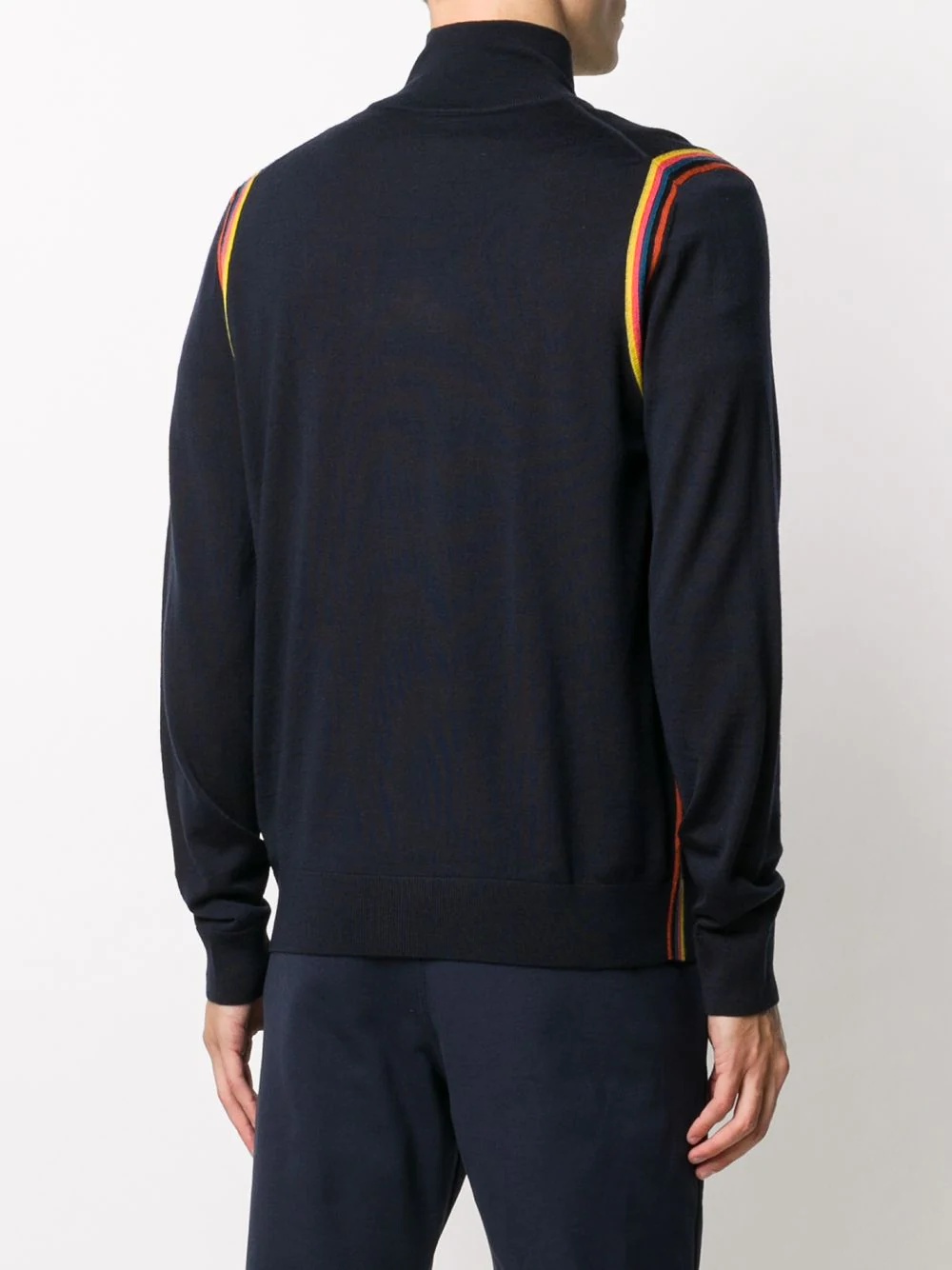 side-stripe zip-up knit jumper - 4