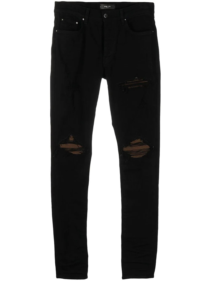 distressed ultra suede jeans 1