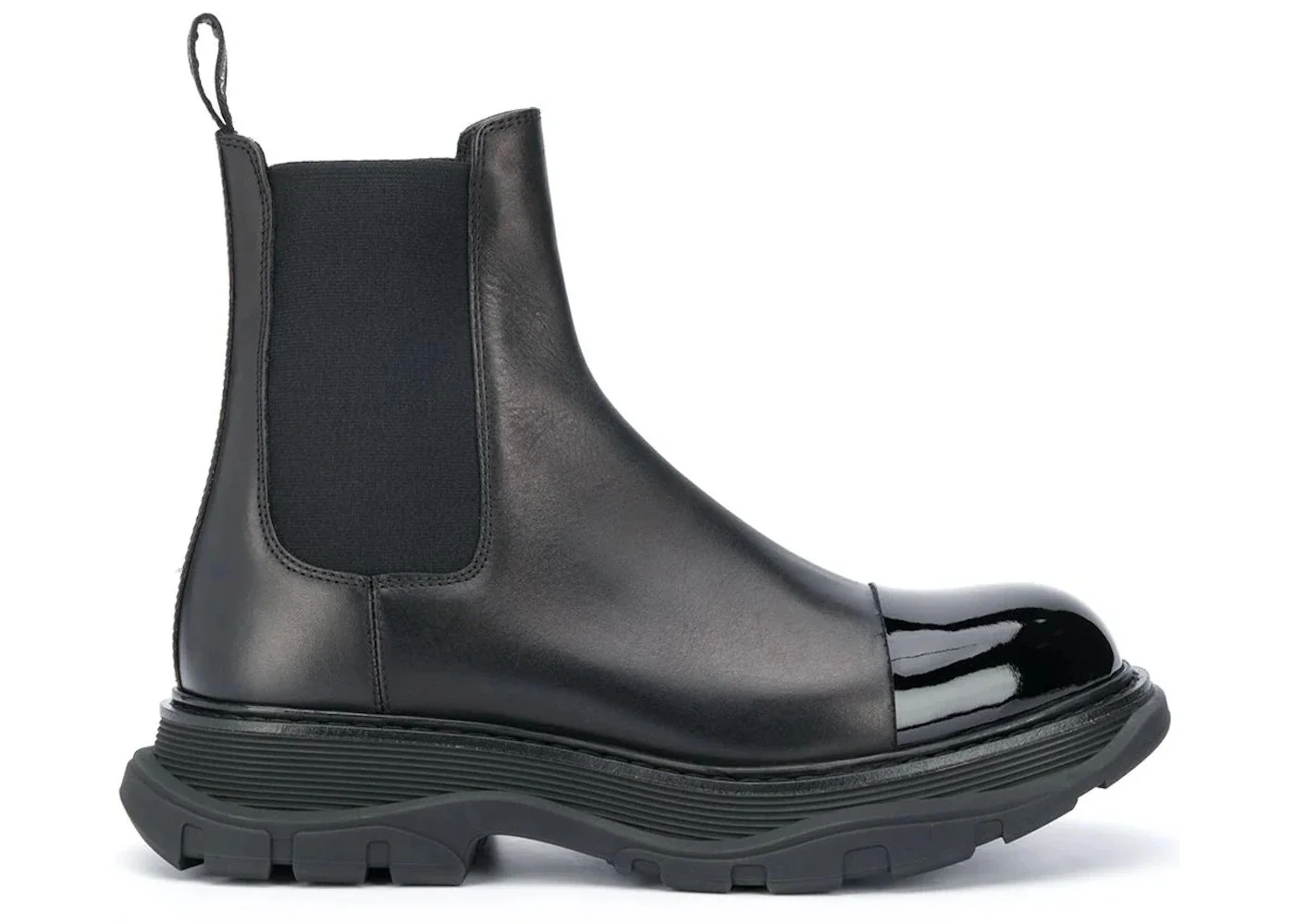 Alexander McQueen Shiny Toecap Chelsea Boot Black - 1