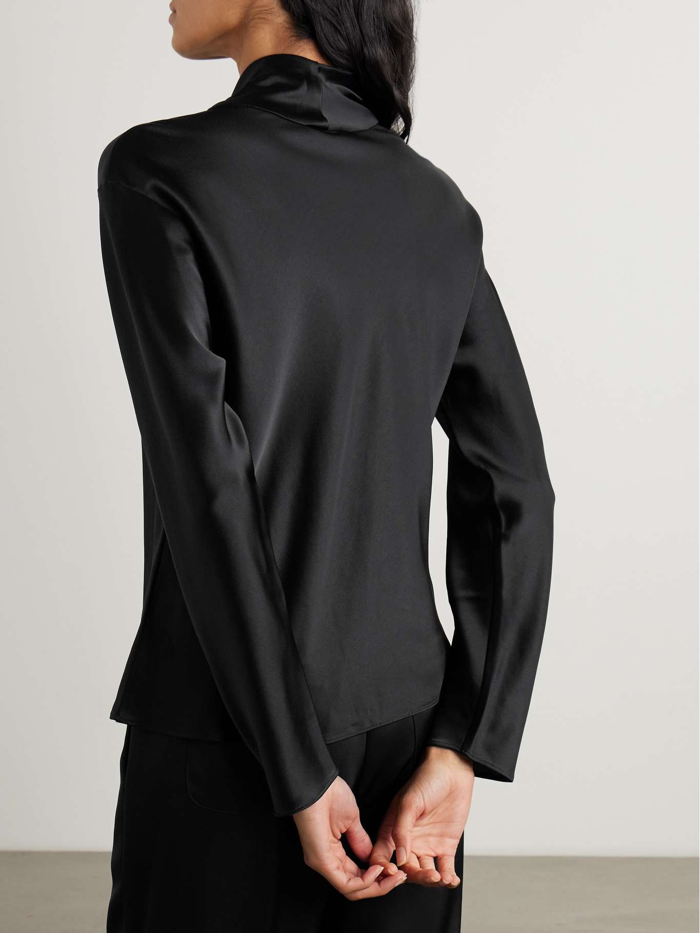 Barb draped satin blouse Black - 3