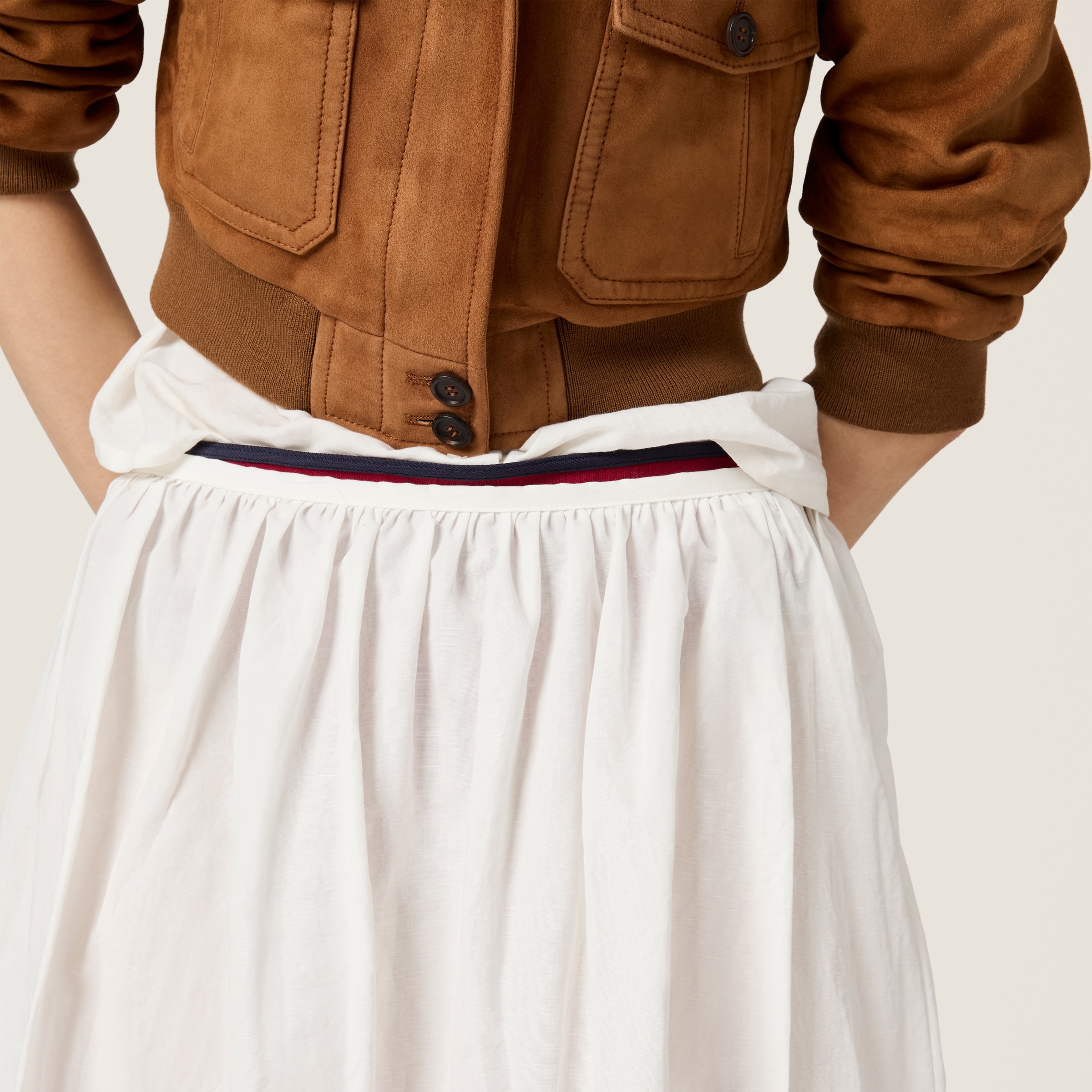 Slubbed poplin skirt with print - 4