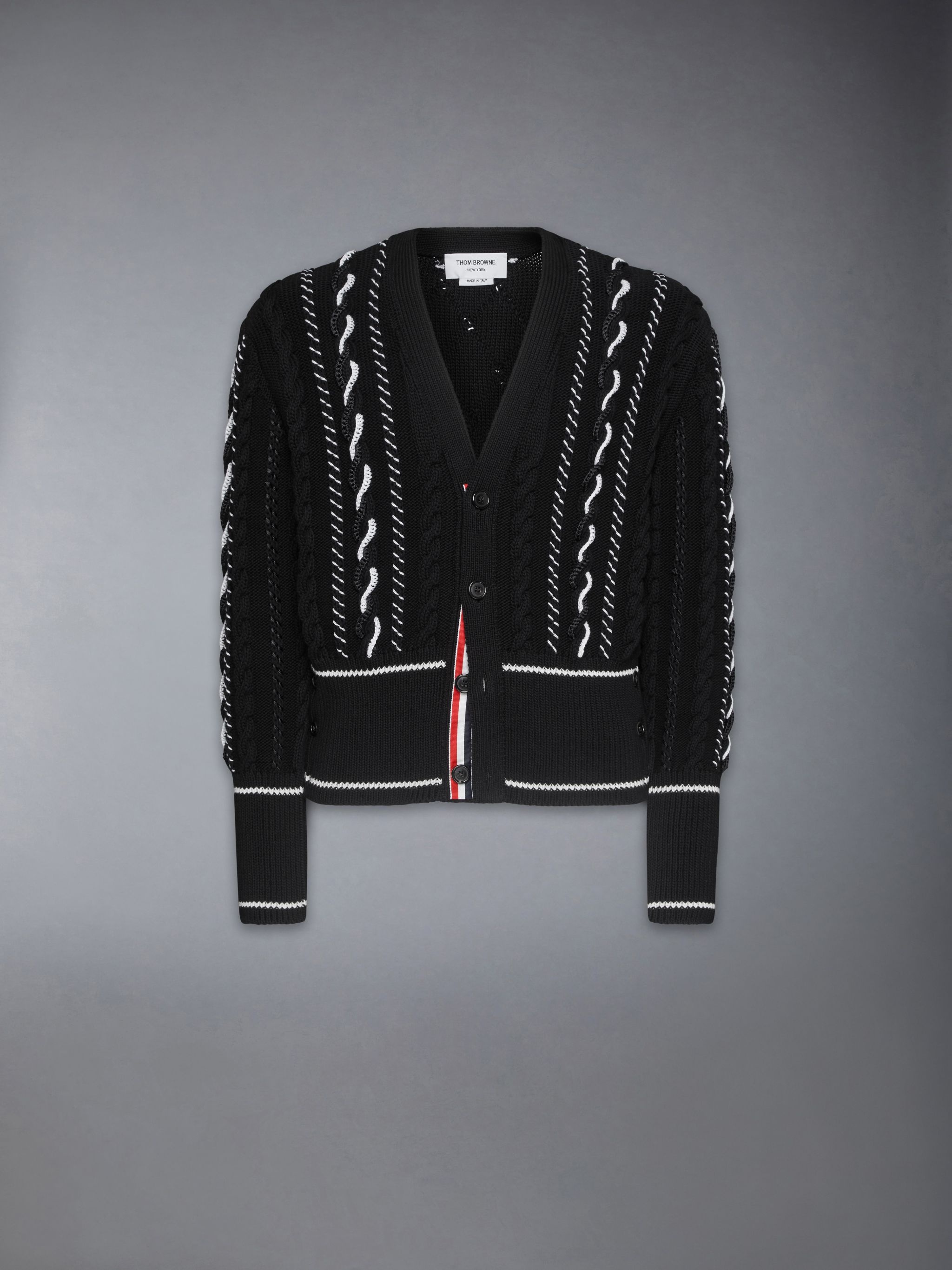 Classic Hand Crochet Cable V Neck Cardigan - 6