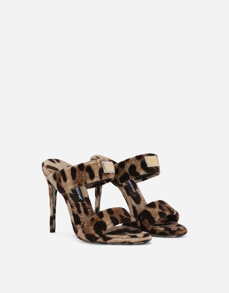 Leopard-print terrycloth sandals - 2