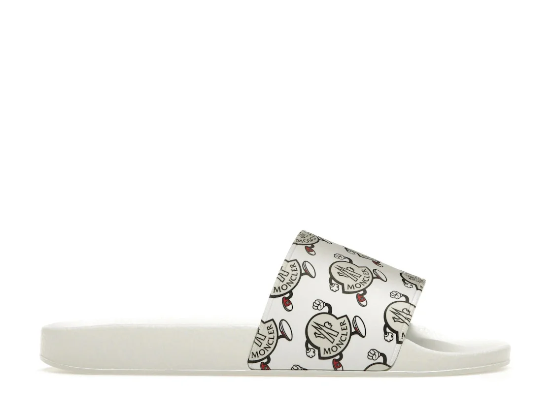 Moncler Basile Slide Logo Print White - 1