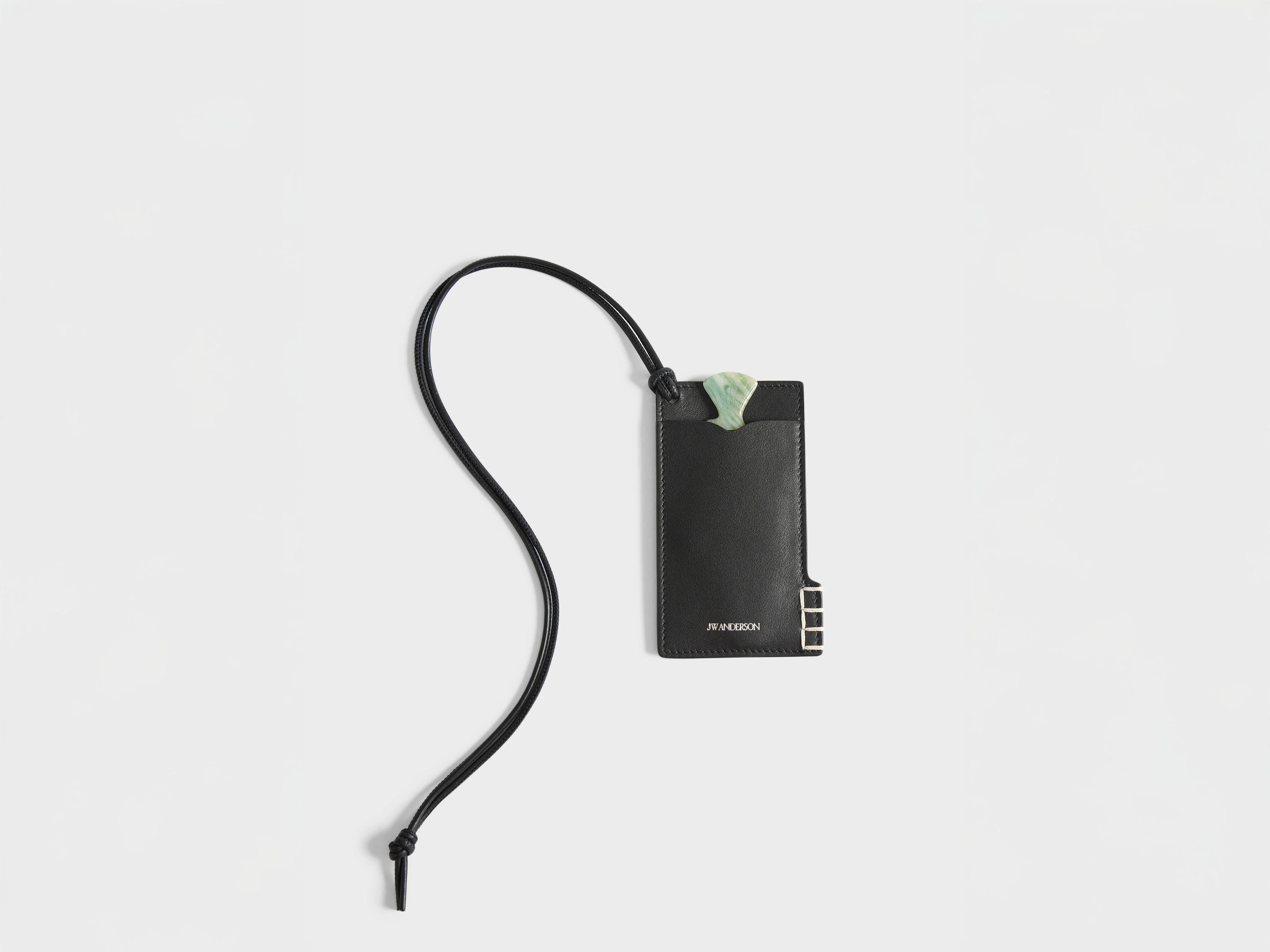 LEATHER LOAFER POUCH & FISH ACETATE COMB IN BLACK - 1