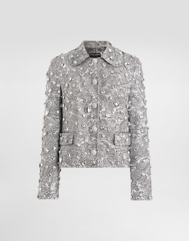 Single-breasted embroidered jacket with stones 1