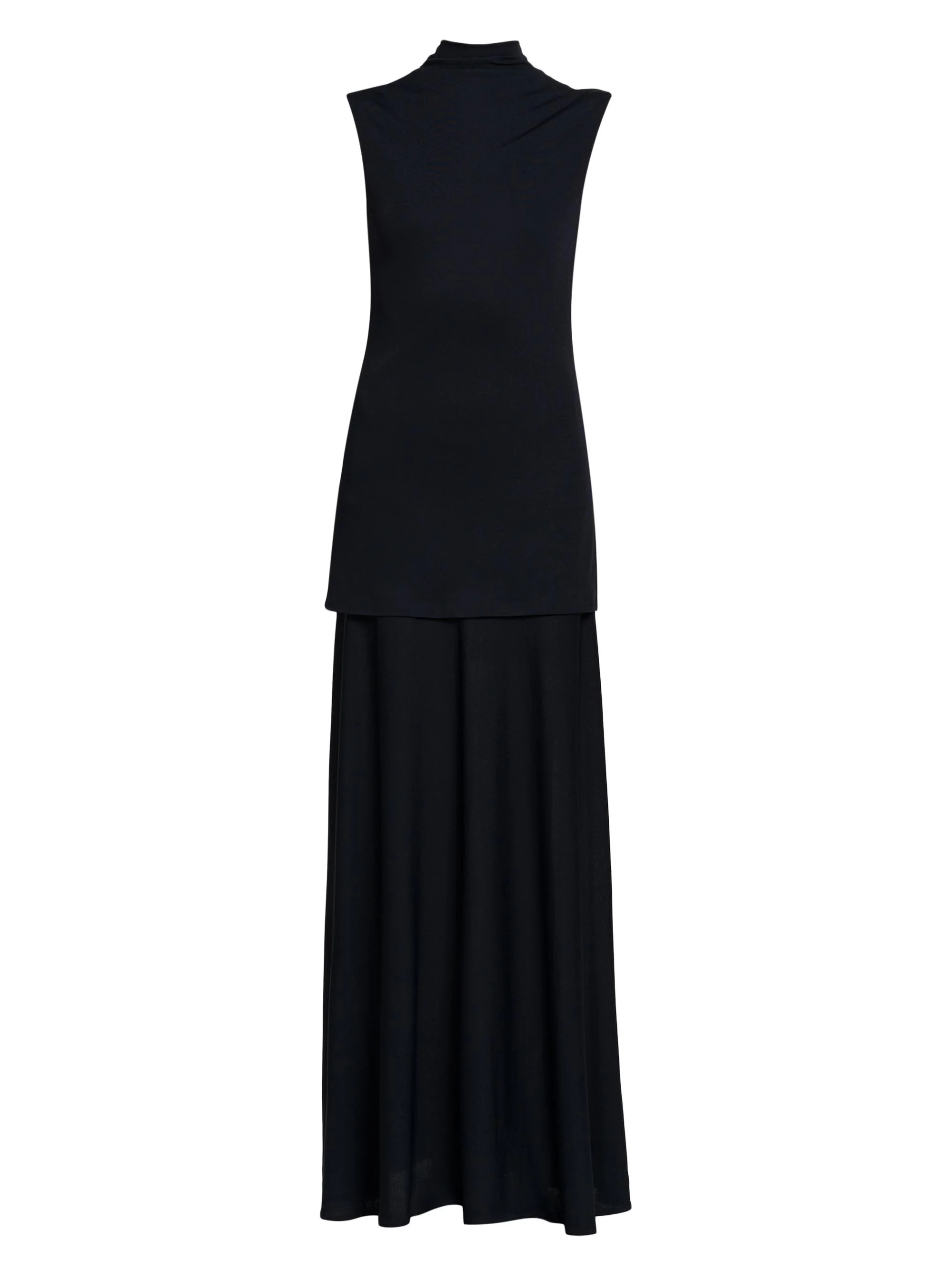 Women's Crepe Mock-Turtleneck Maxi Dress - Navy - 1