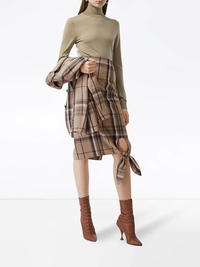Burberry knot detail check pencil skirt outlook