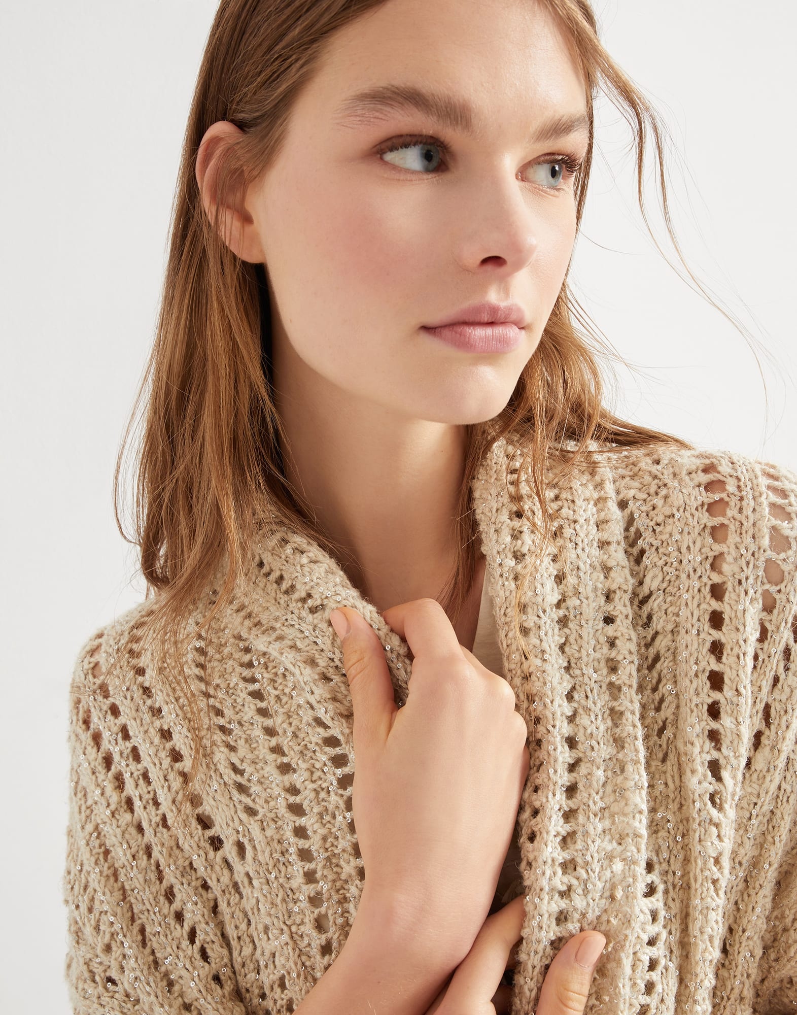 Dazzling silk and linen openwork rib cardigan - 3