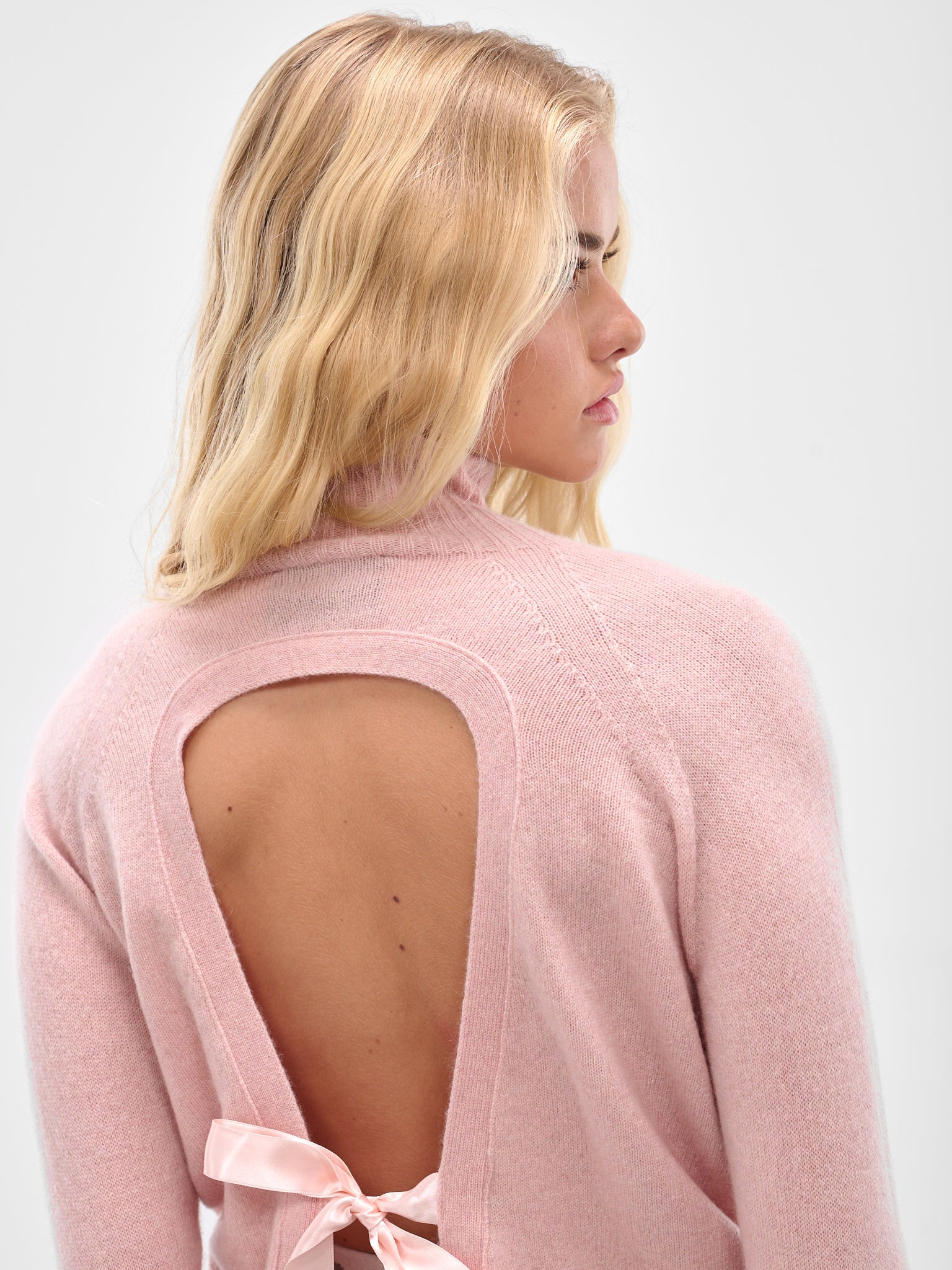Pink Cashmere Open Back Jumper - 5