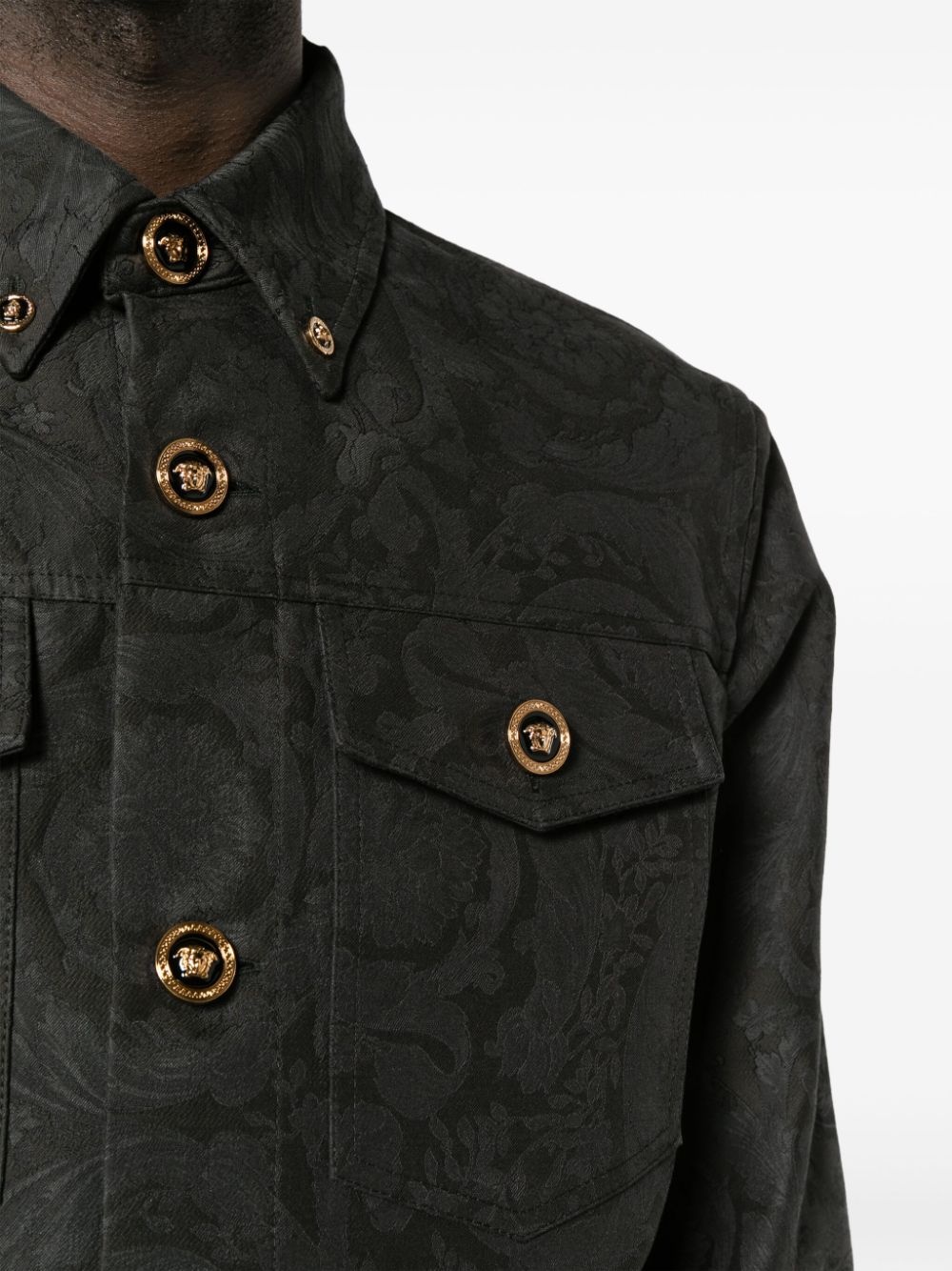 Barocco-jacquard cotton shirt jacket - 5