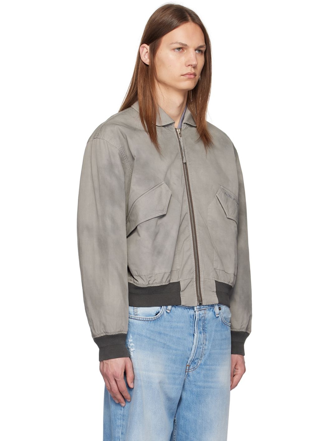 Gray Faded Bomber Jacket - 2