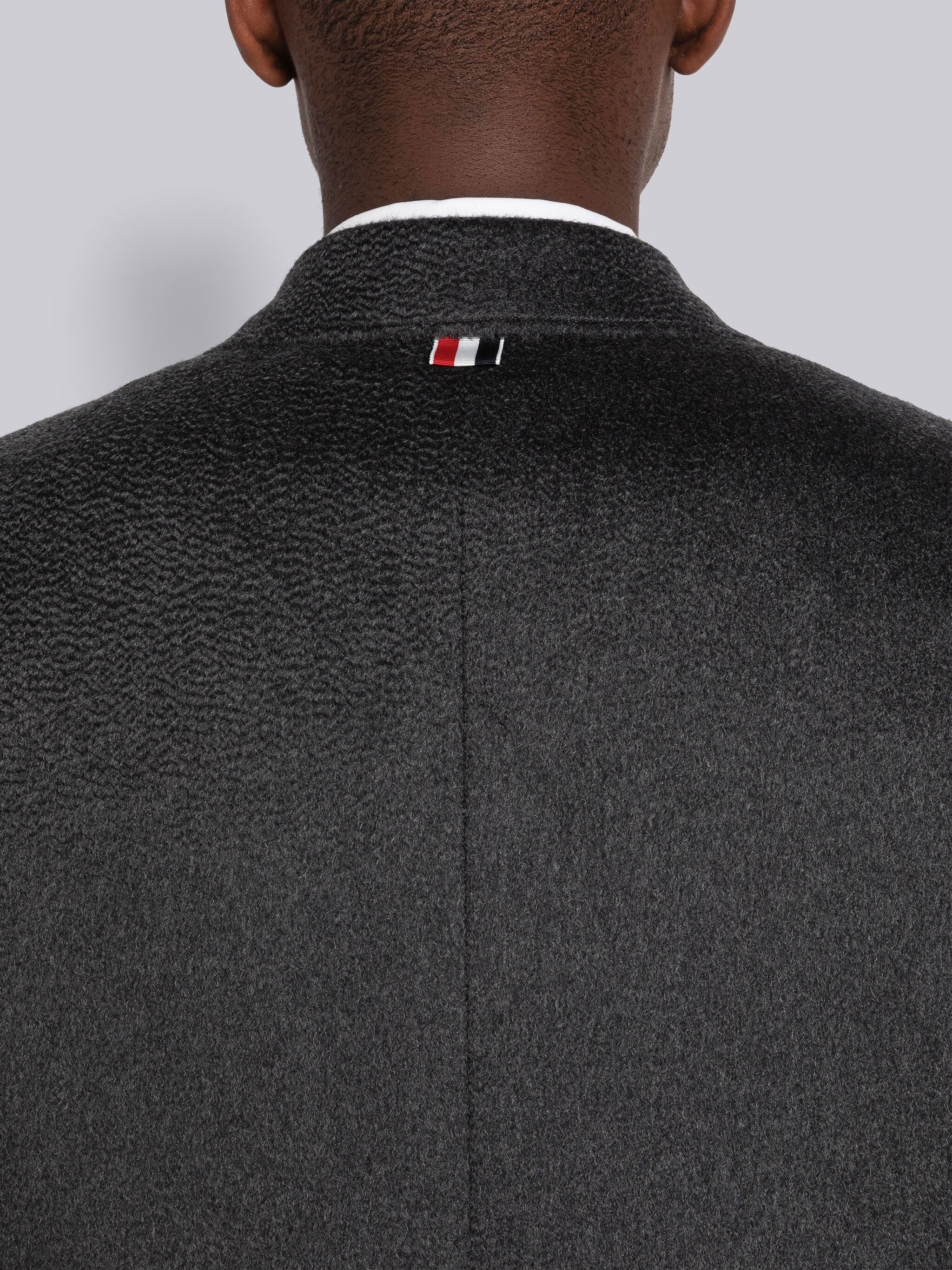 grosgrain-tab cashmere coat - 5