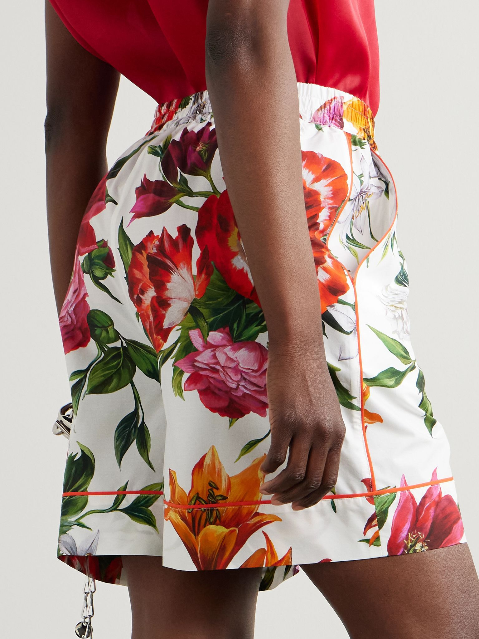 Floral-print cotton-poplin shorts White - 3