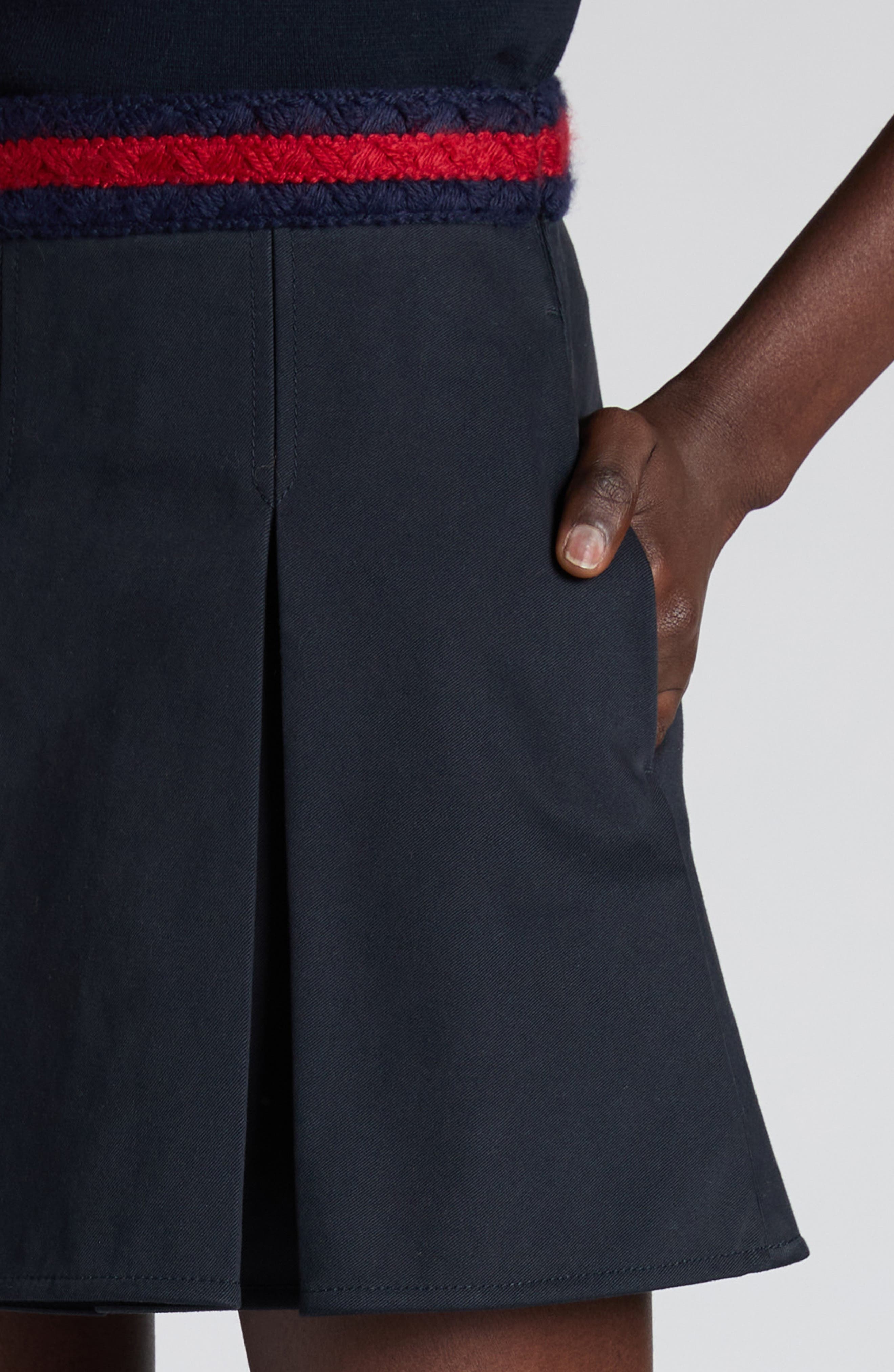Moncler Pleated Cotton Stretch Gabardine Miniskirt in Dark Navy Blue at Nordstrom - 5