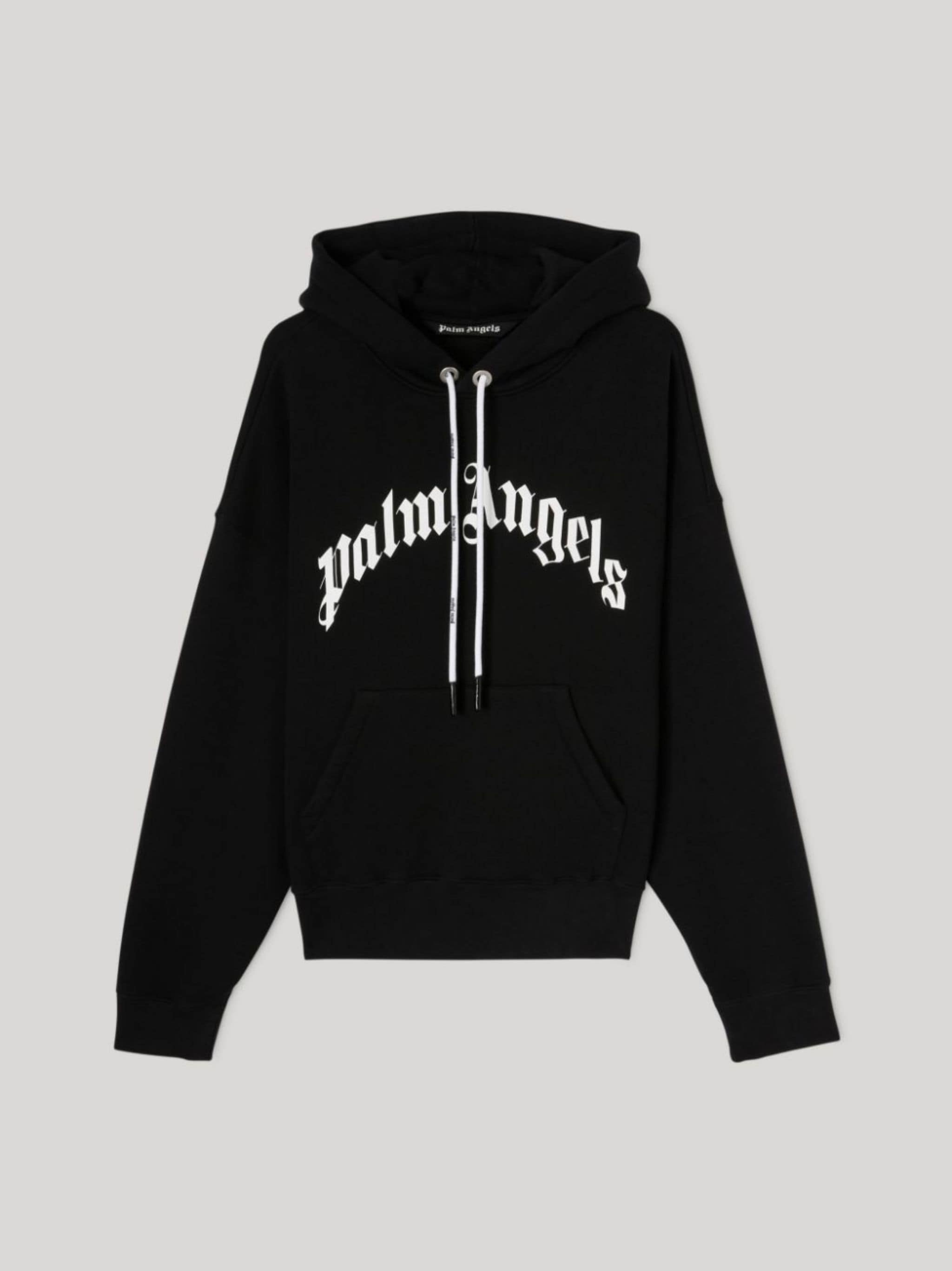 curved logo-print hoodie - 1