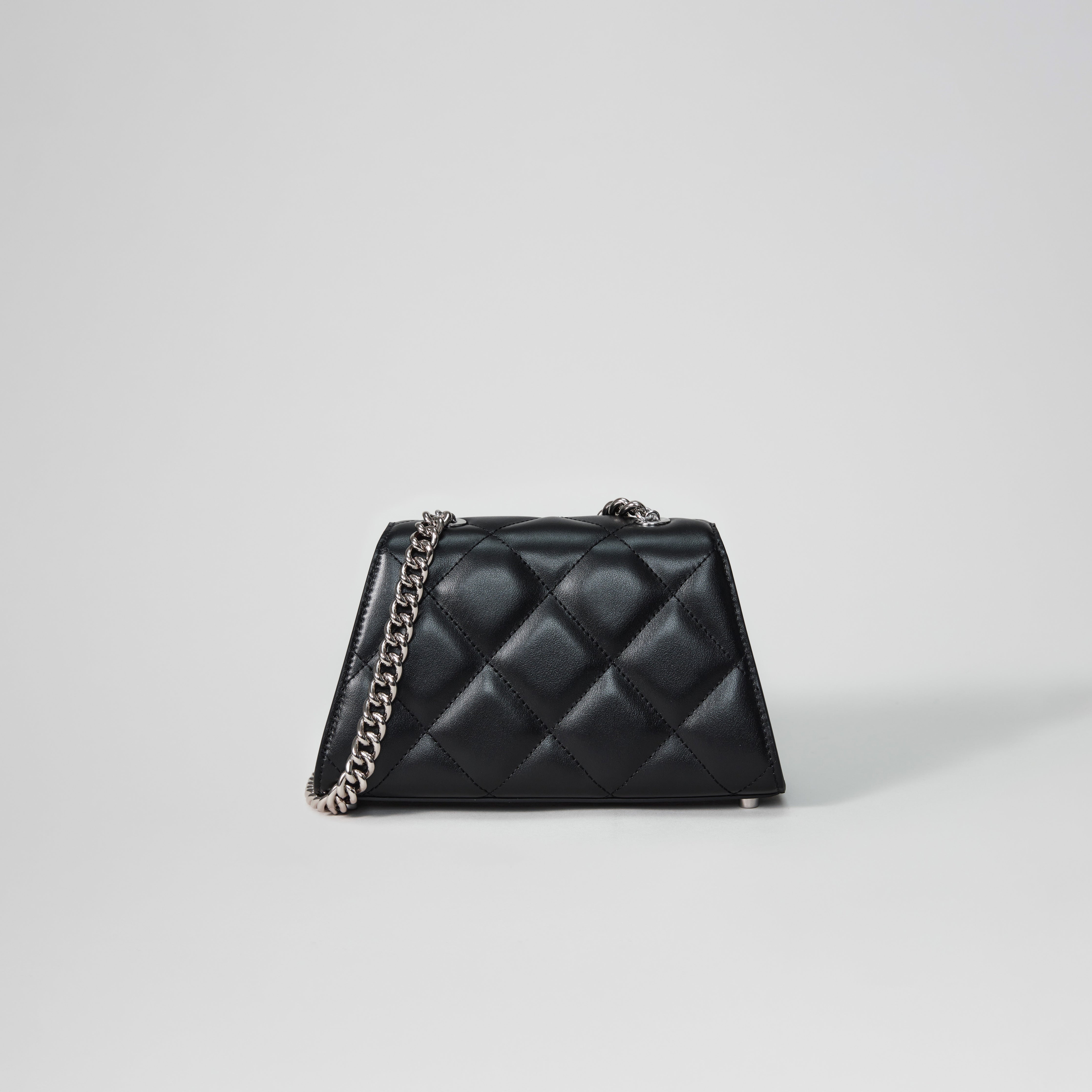 Black Quilted Shoulder Mini Bow Bag - 3