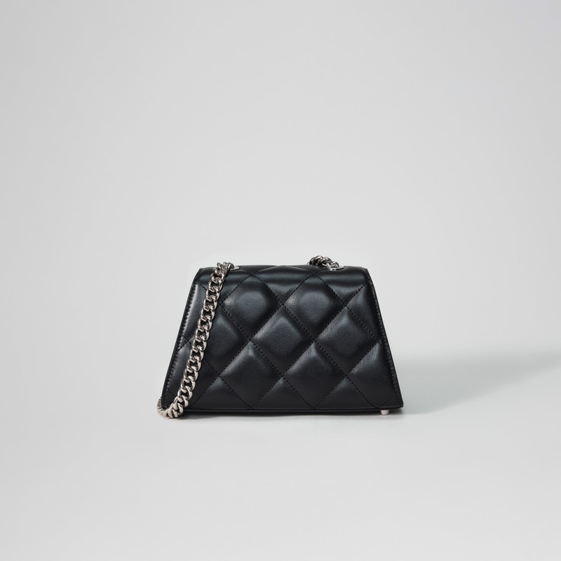 Black Quilted Shoulder Mini Bow Bag 3