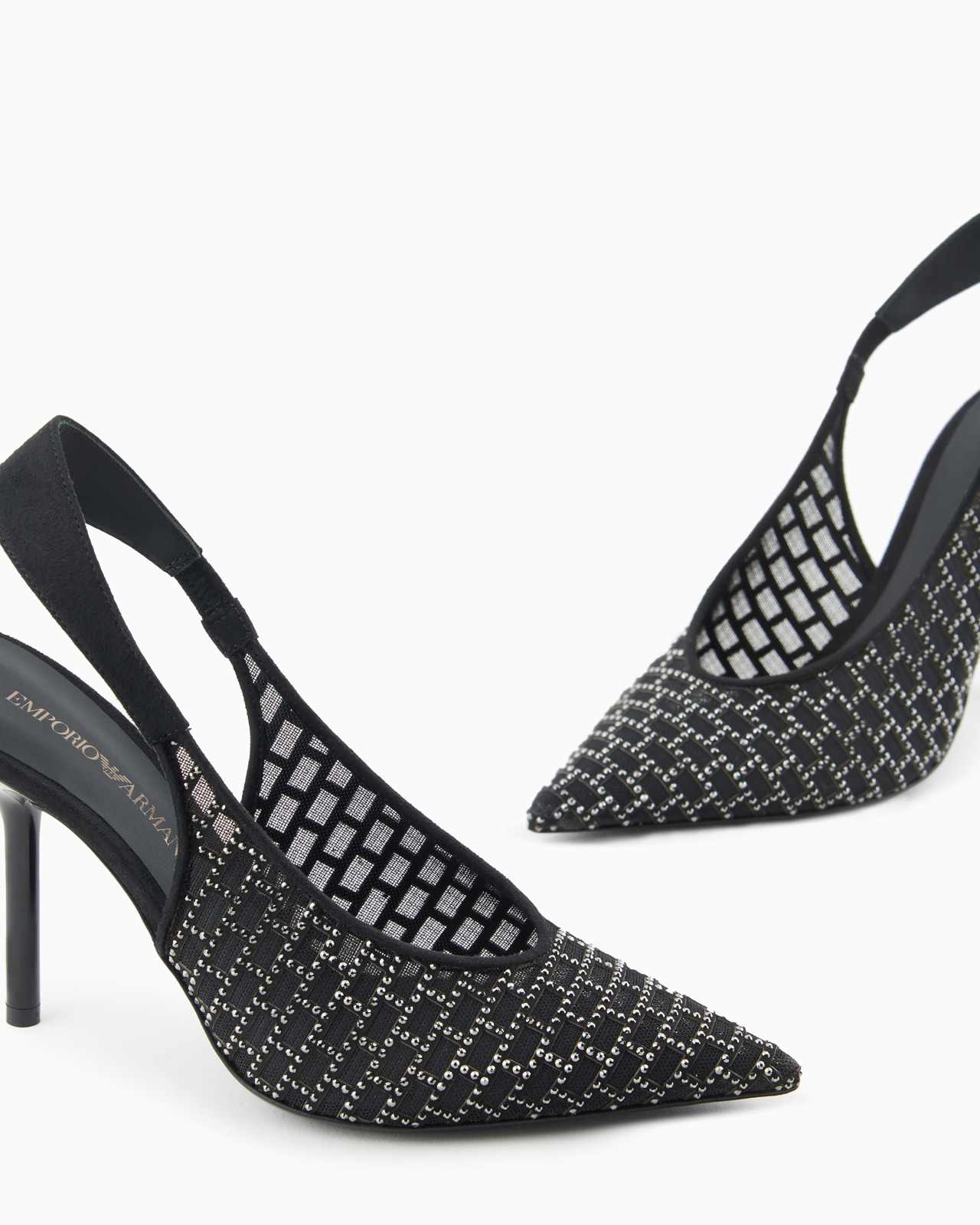 Pointed slingback court shoes with graphic rhinestone pattern - 5
