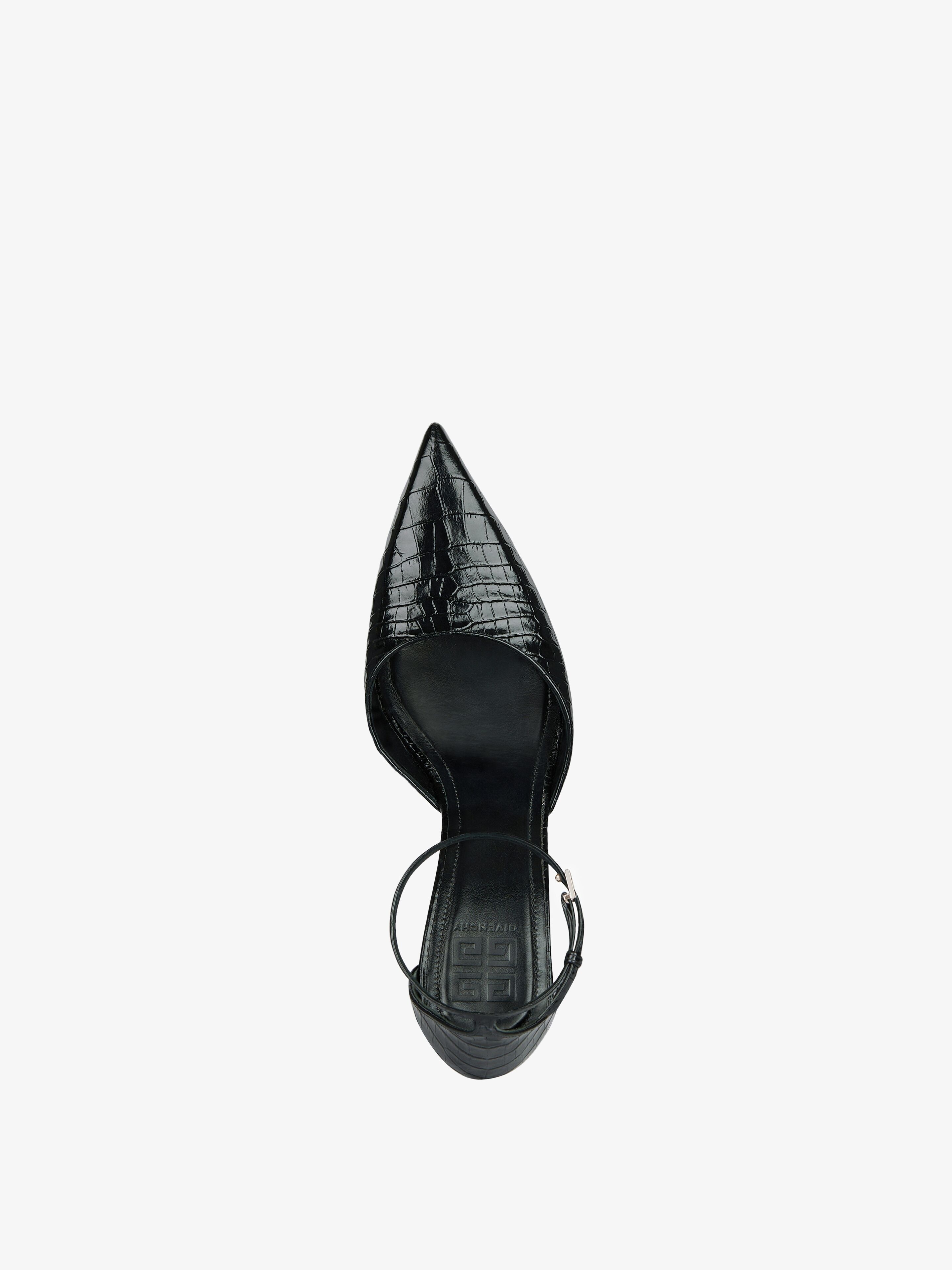 G-LOCK PLATFORM PUMPS IN CROCODILE EFFECT LEATHER - 6