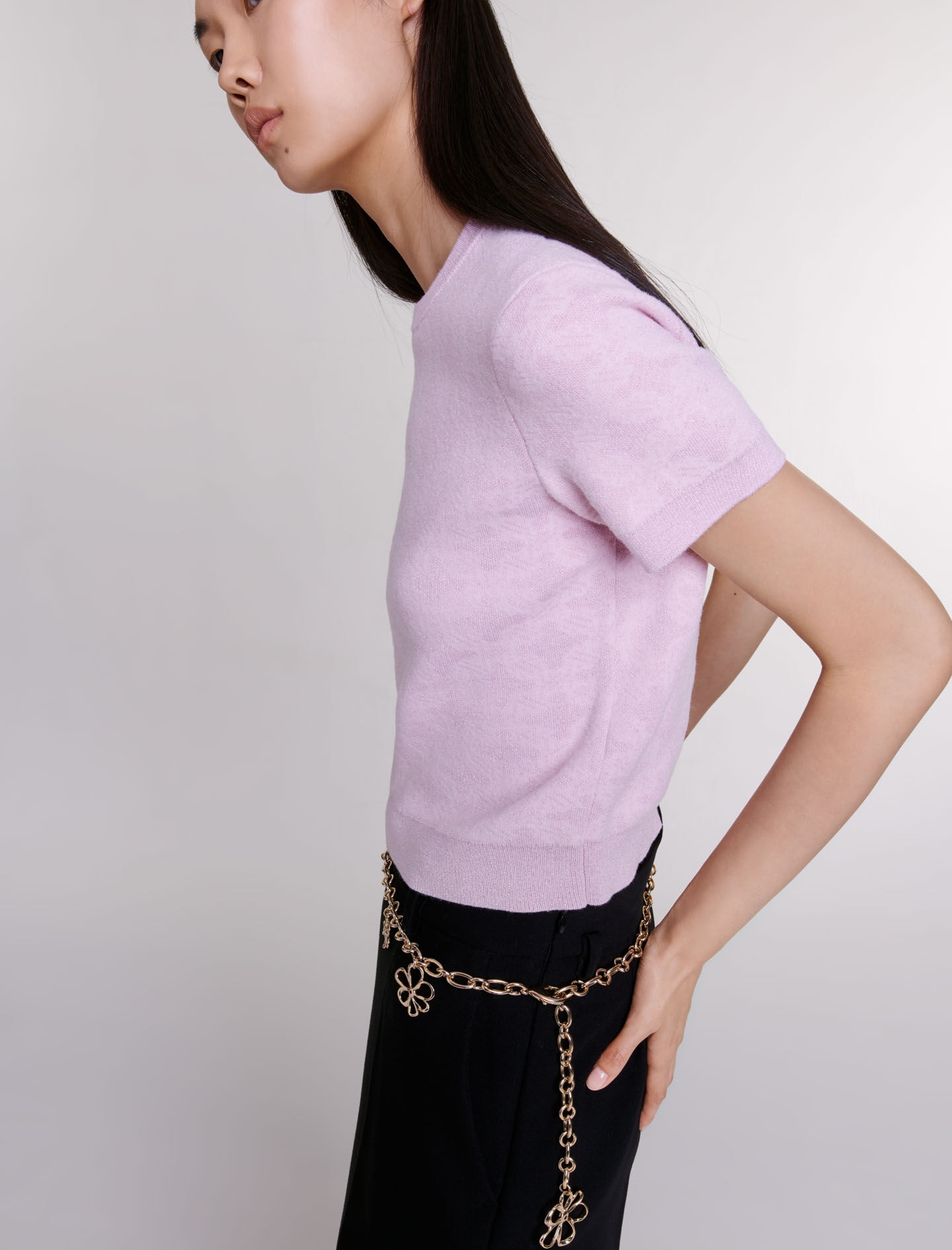 Cropped jacquard knit jumper - 7