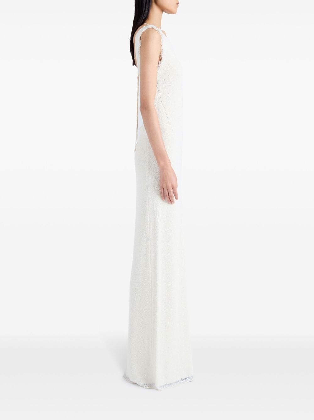open-back bouclÃ© maxi dress - 3