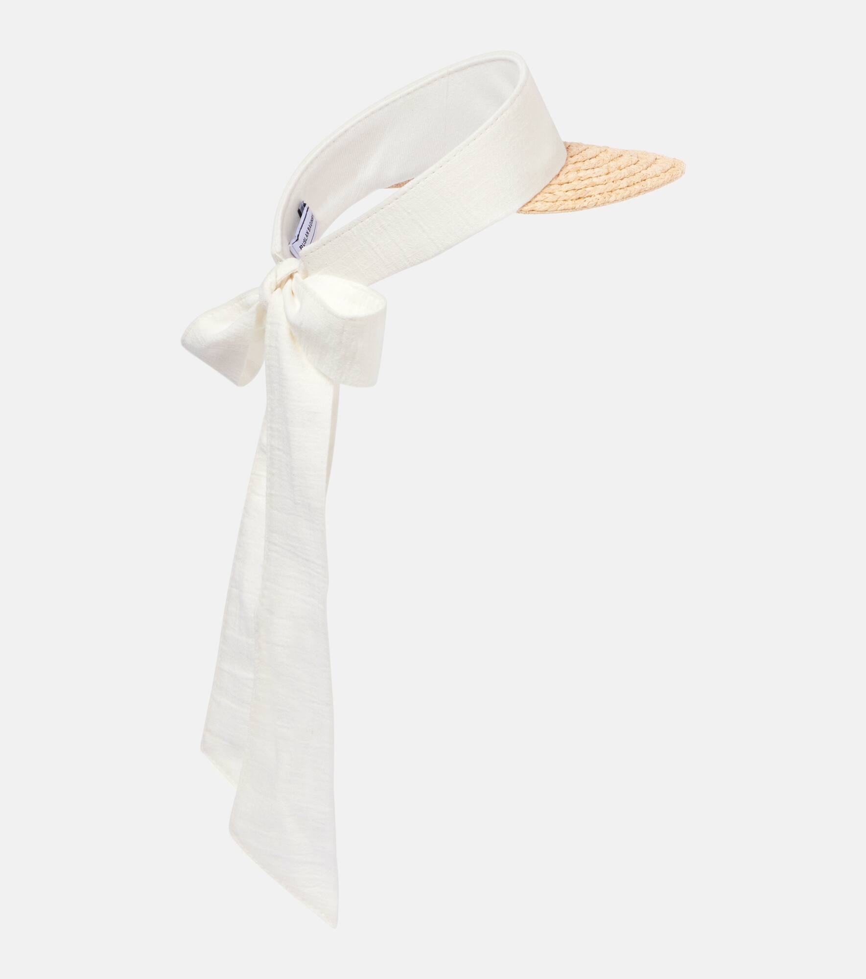 Straw and linen-blend visor - 4
