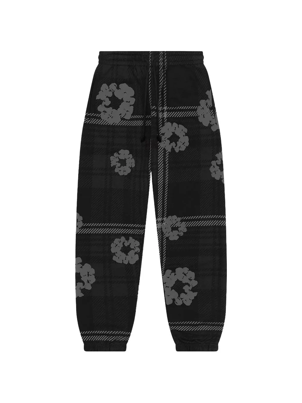 plaid wreath sweatpants - 1