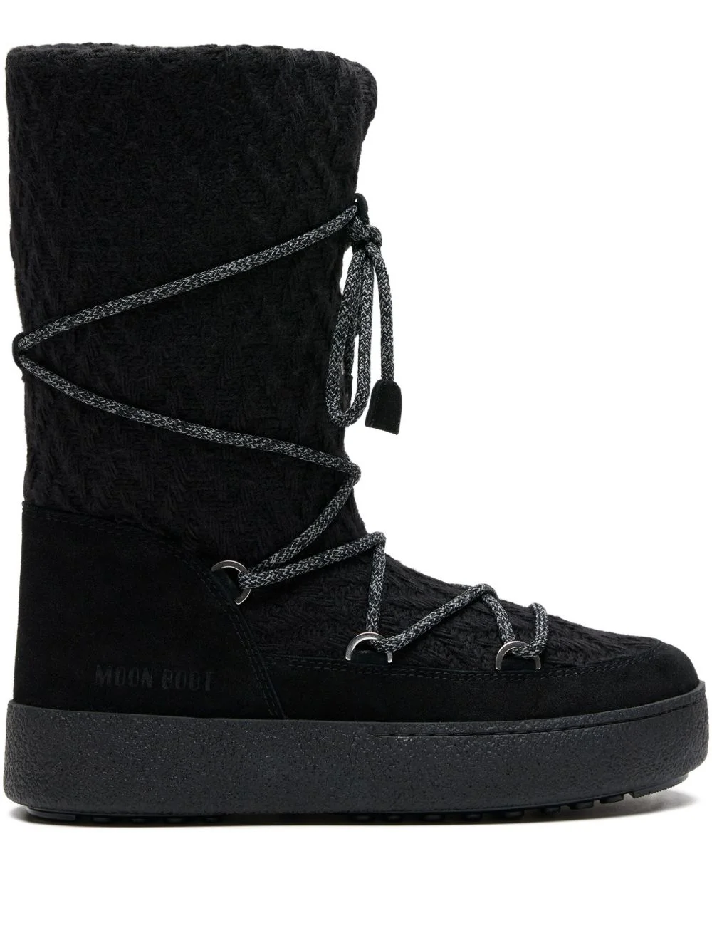 knit-upper lace-up boots - 1