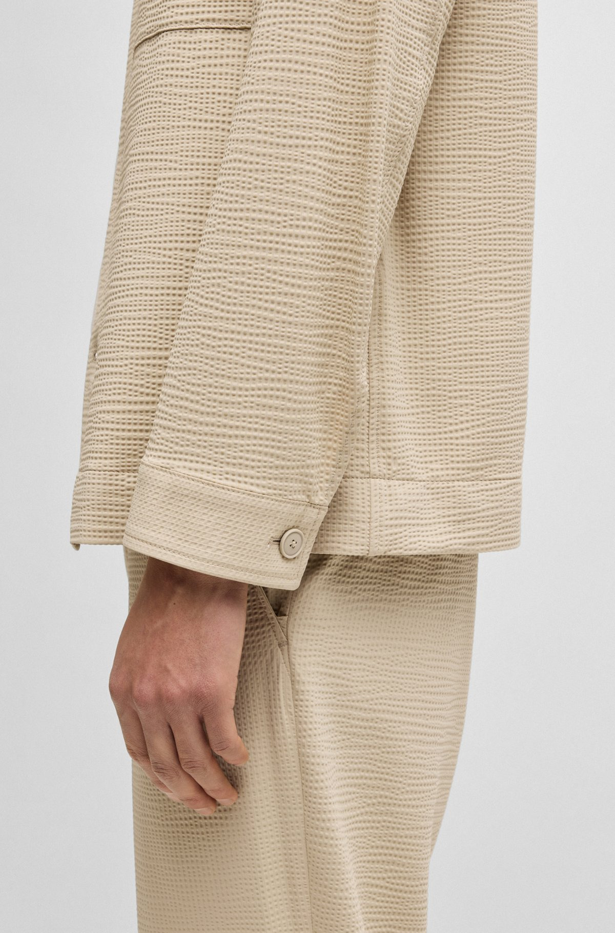 RELAXED-FIT OVERSHIRT IN STRETCH SEERSUCKER - 6