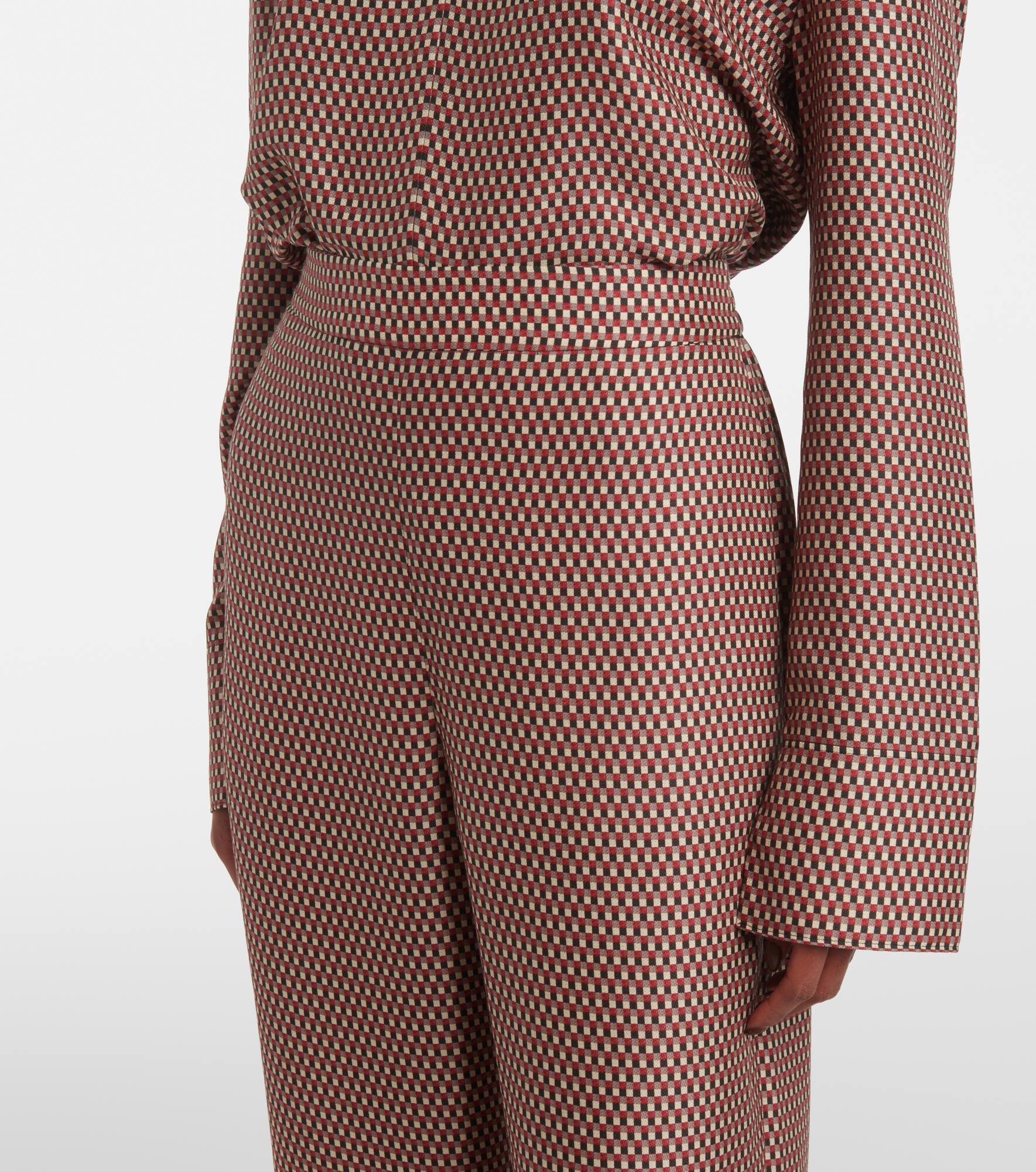 Printed high-rise silk straight pants - 4