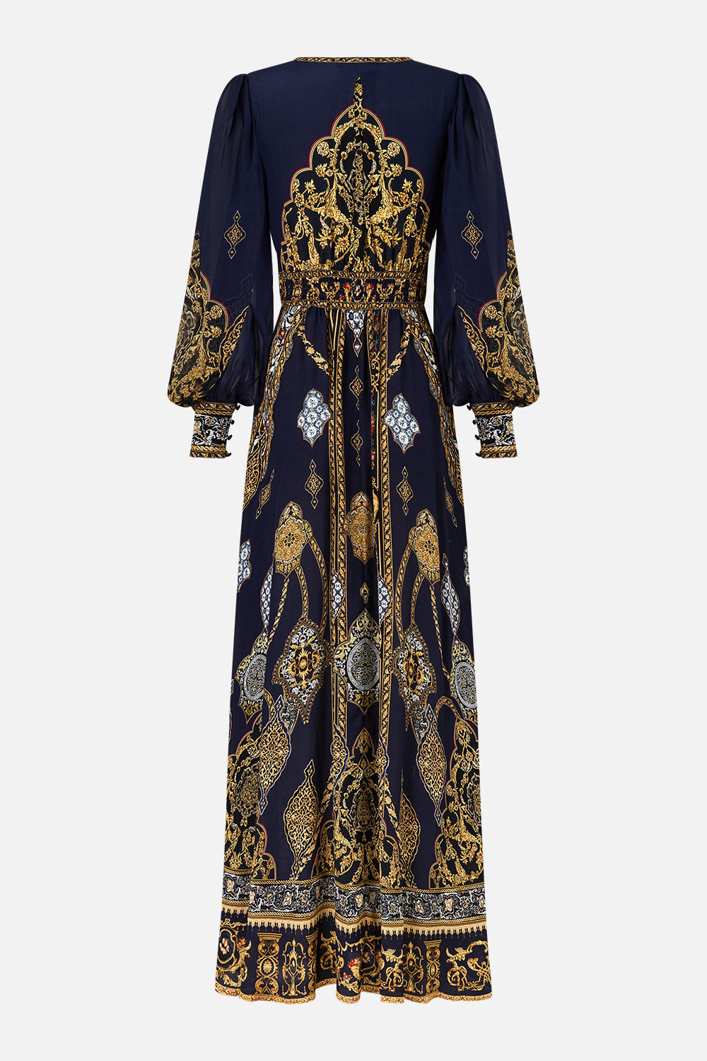 SHAPED WAISTBAND DRESS WITH GATHERED SLEEVES - 7