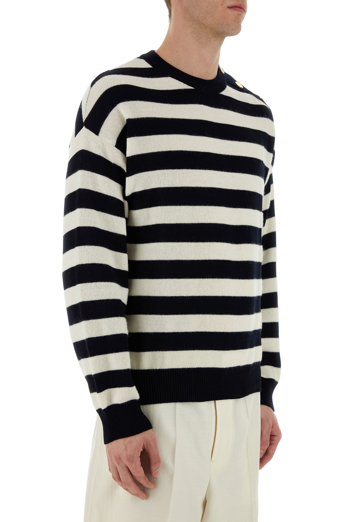 Embroidered cotton blend sweater - 3